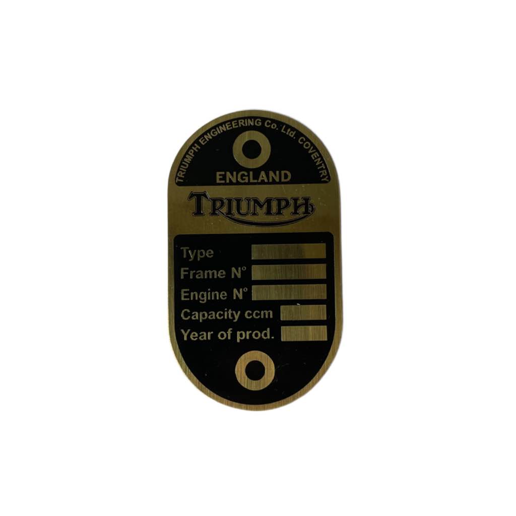 Typenschild Triumph 4,8x8,1 Messing geätzt